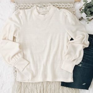 Madewell Puff Sleeve Mock Neck Sweater